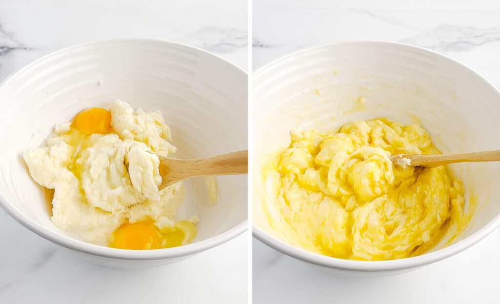 Adding Eggs to Creamed Mixture