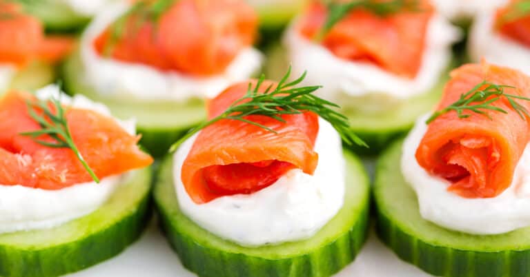 Cucumber Salmon Bites Closeup