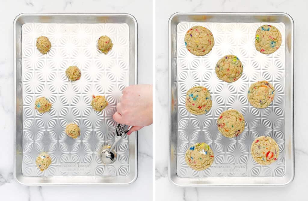 Cookie Dough Balls on Baking Sheet