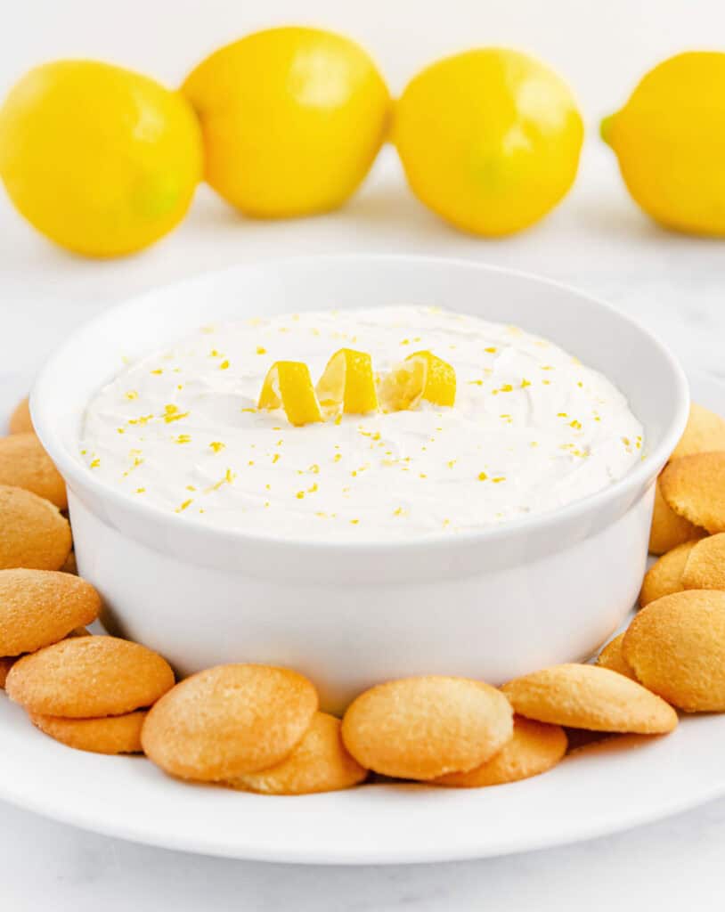 Dessert Dip with Lemon Twist and Wafer Cookies