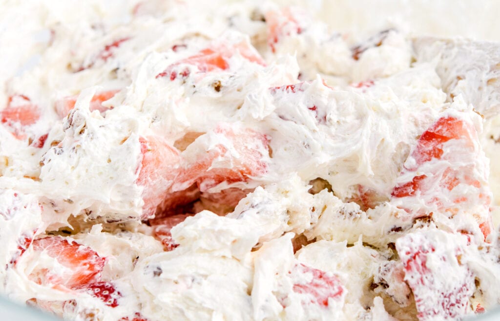 Strawberry Pretzel Salad in a Bowl Finished