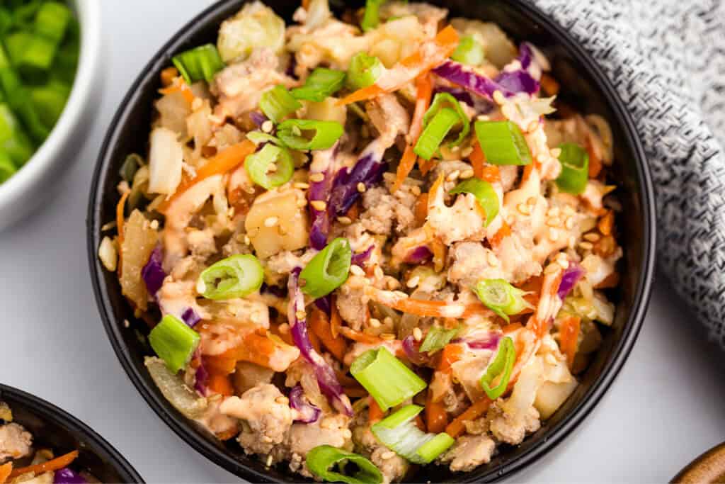 Egg Roll in a Bowl Closeup