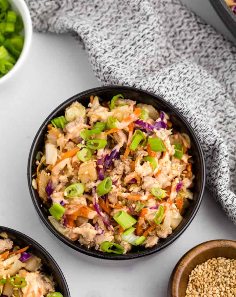 Egg Roll in a Bowl Top Down View