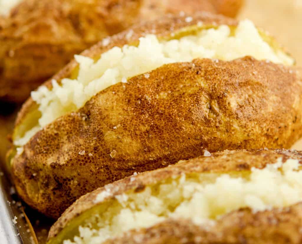 Baked Potatoes Cut Open