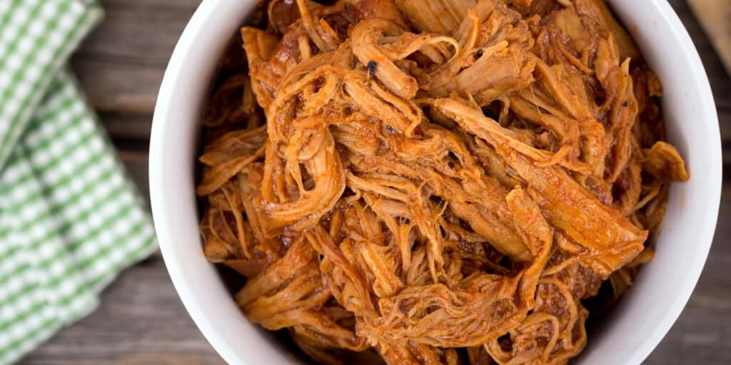 Pulled Pork in White Bowl