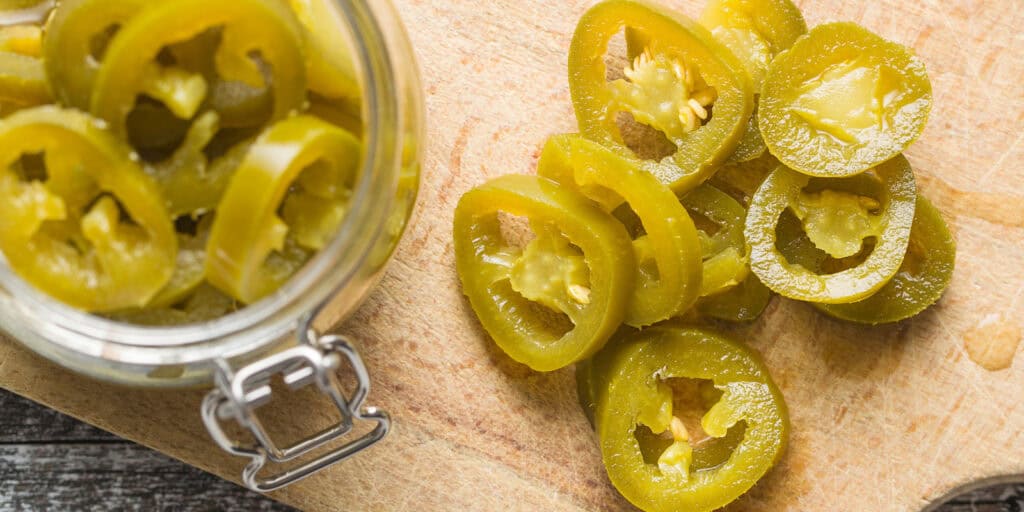 Pickled Jalapeños in a Glass Jar