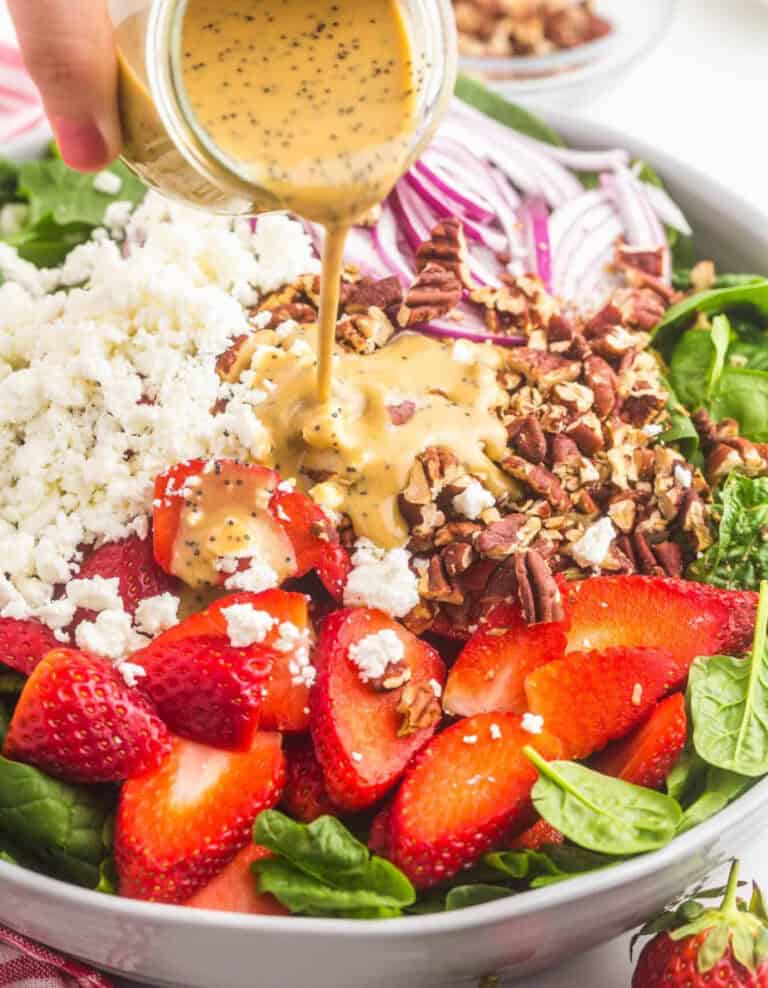 Strawberry Spinach Salad With Creamy Balsamic Poppyseed Dressing