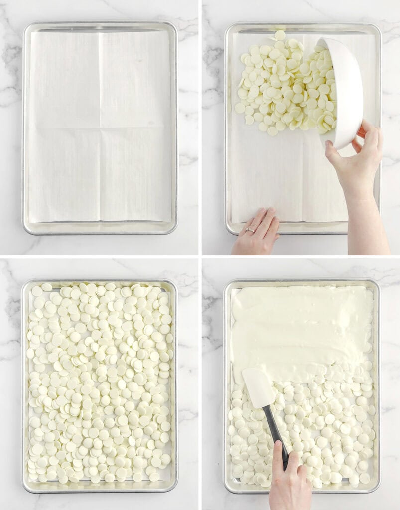 Baking Sheet with Parchment and Candy Melting