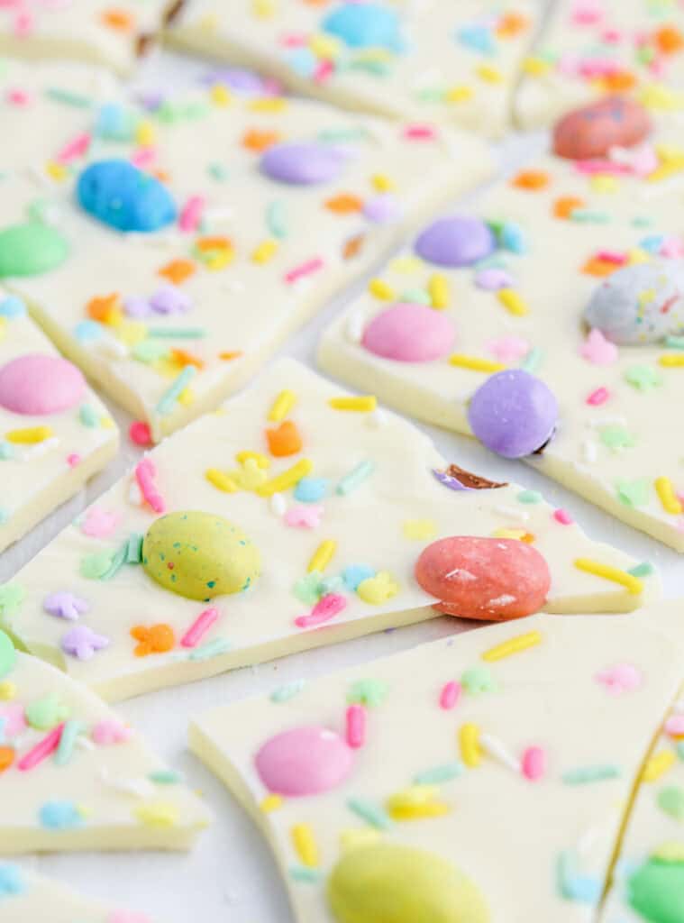 Easter Broken Into Pieces on White Marble Counter