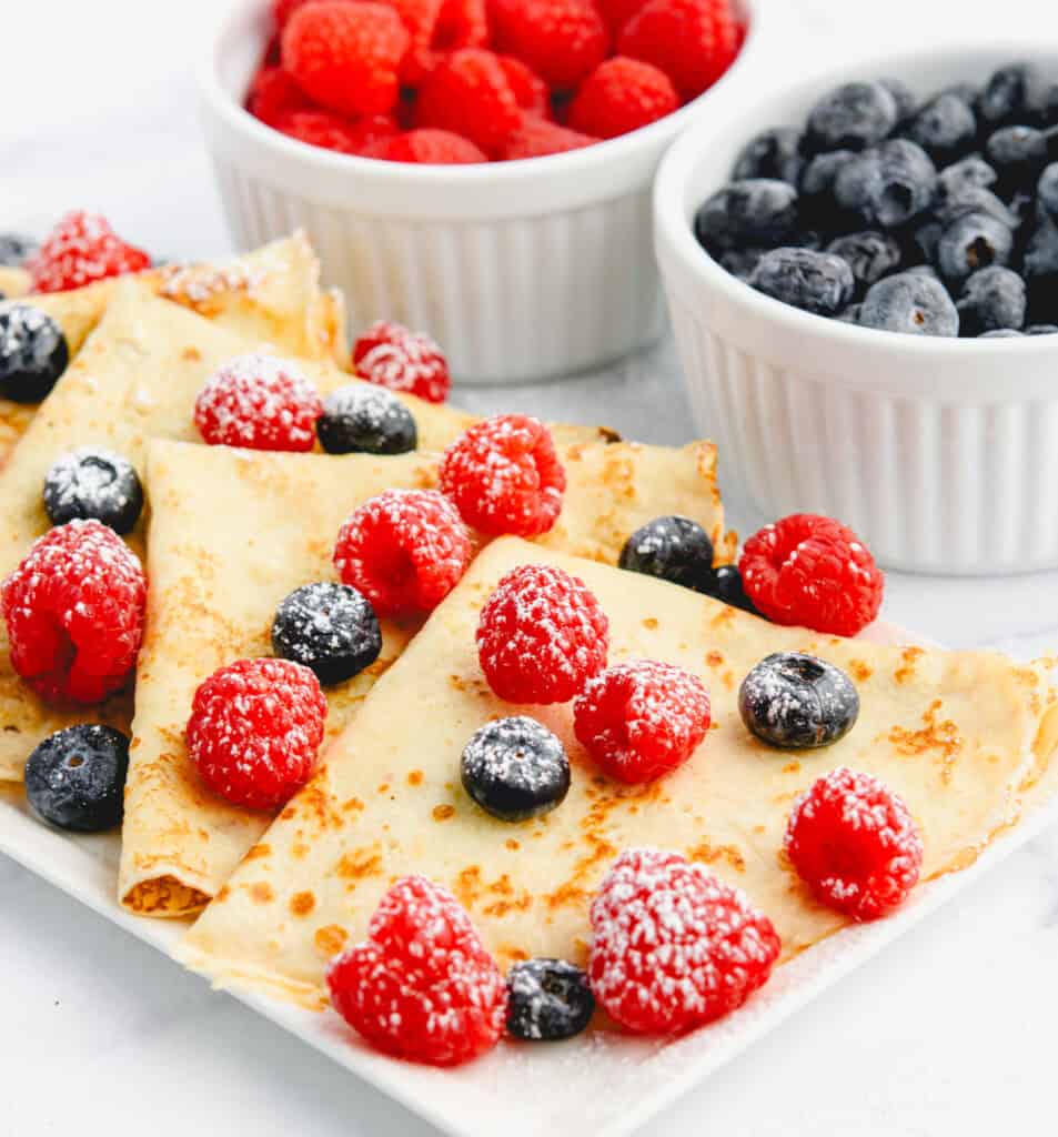 Crepes on a Platter with Berries