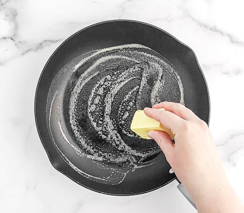 Greasing Frying Pan with Butter