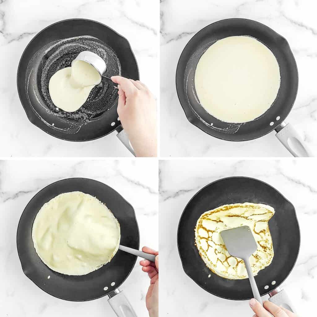 Cooking a Crepe in Frying Pan