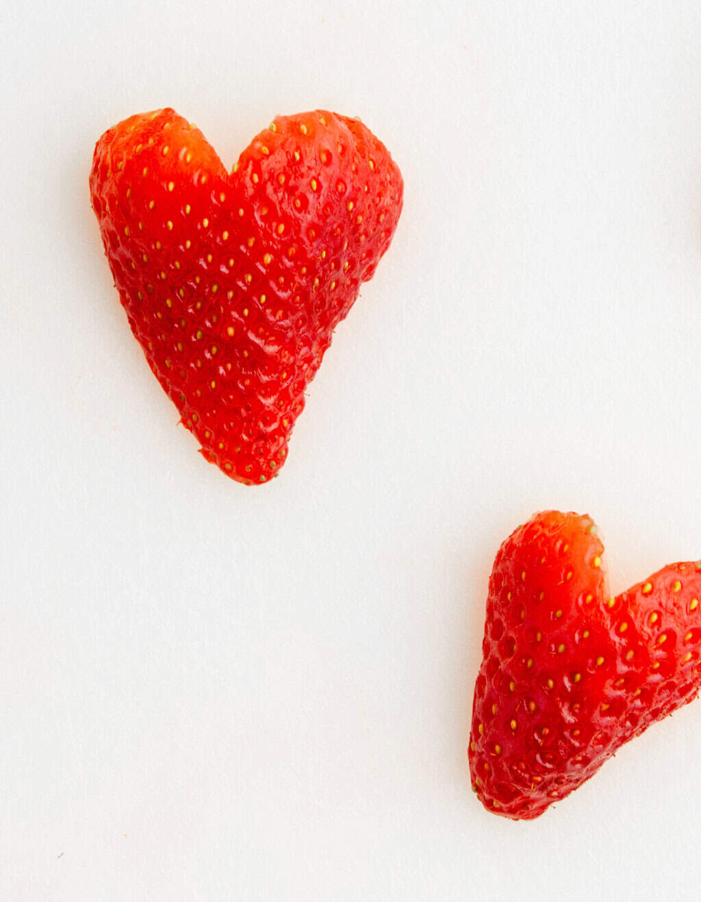 Strawberry Hearts on White Background