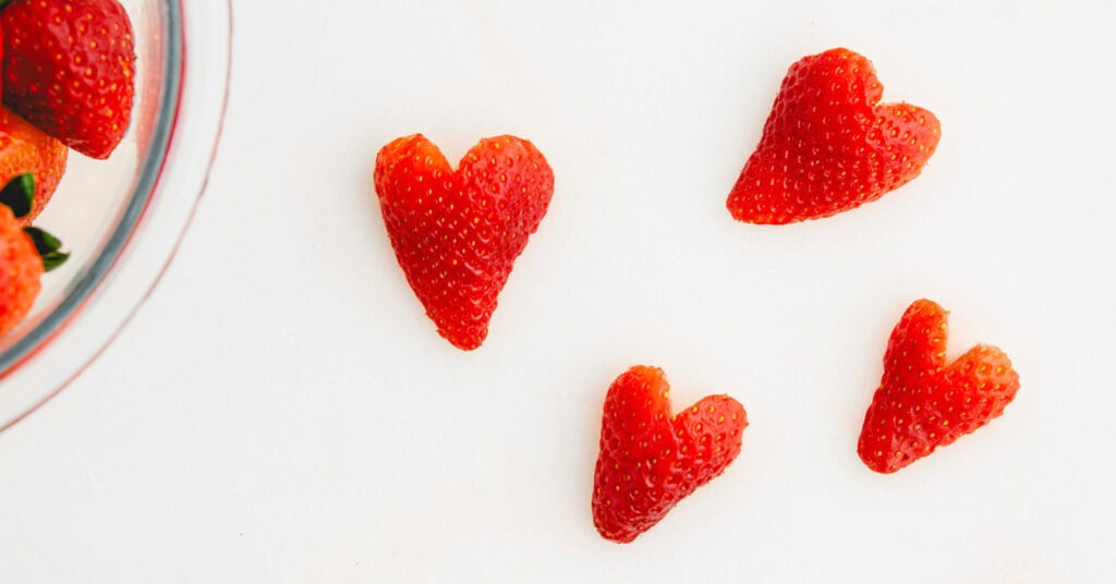 Strawberry Hearts on White Background