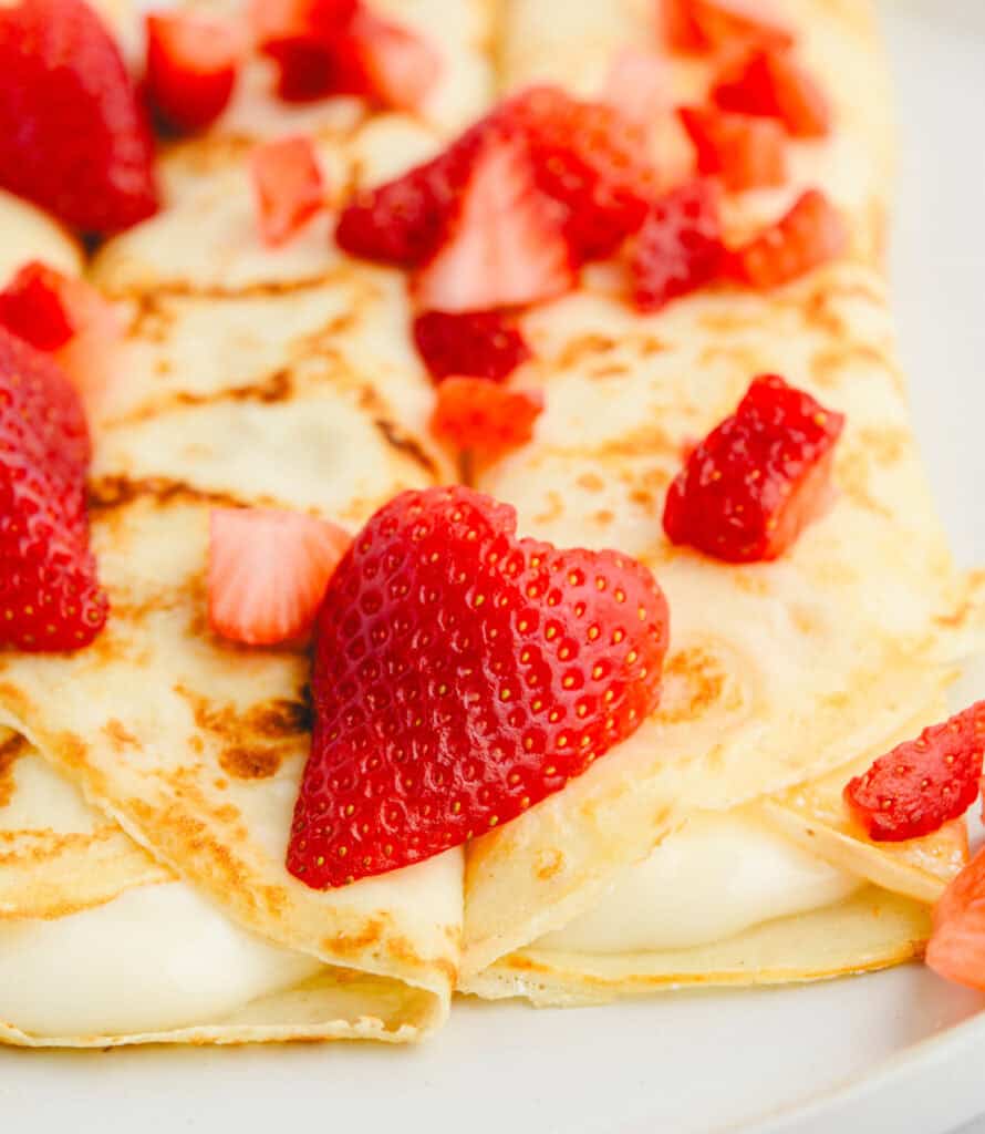 Heart Strawberry Crepes with Cream Cheese Filling