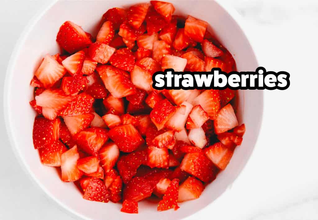 Diced Strawberries in Bowl