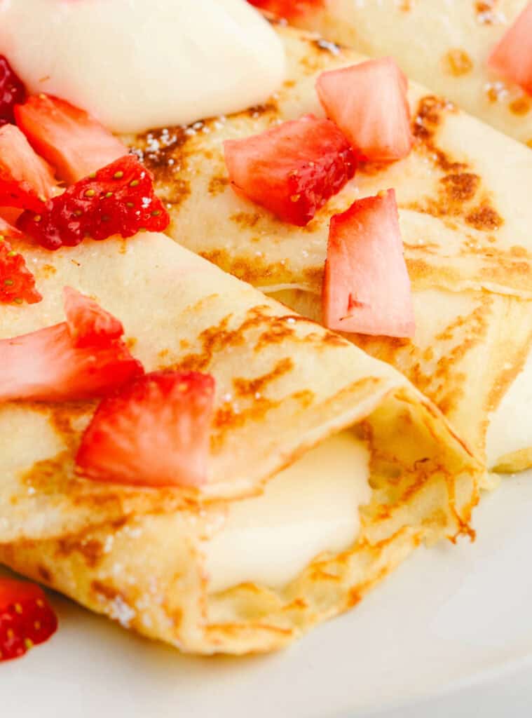 Crepes with Cream Cheese Filling and Strawberries