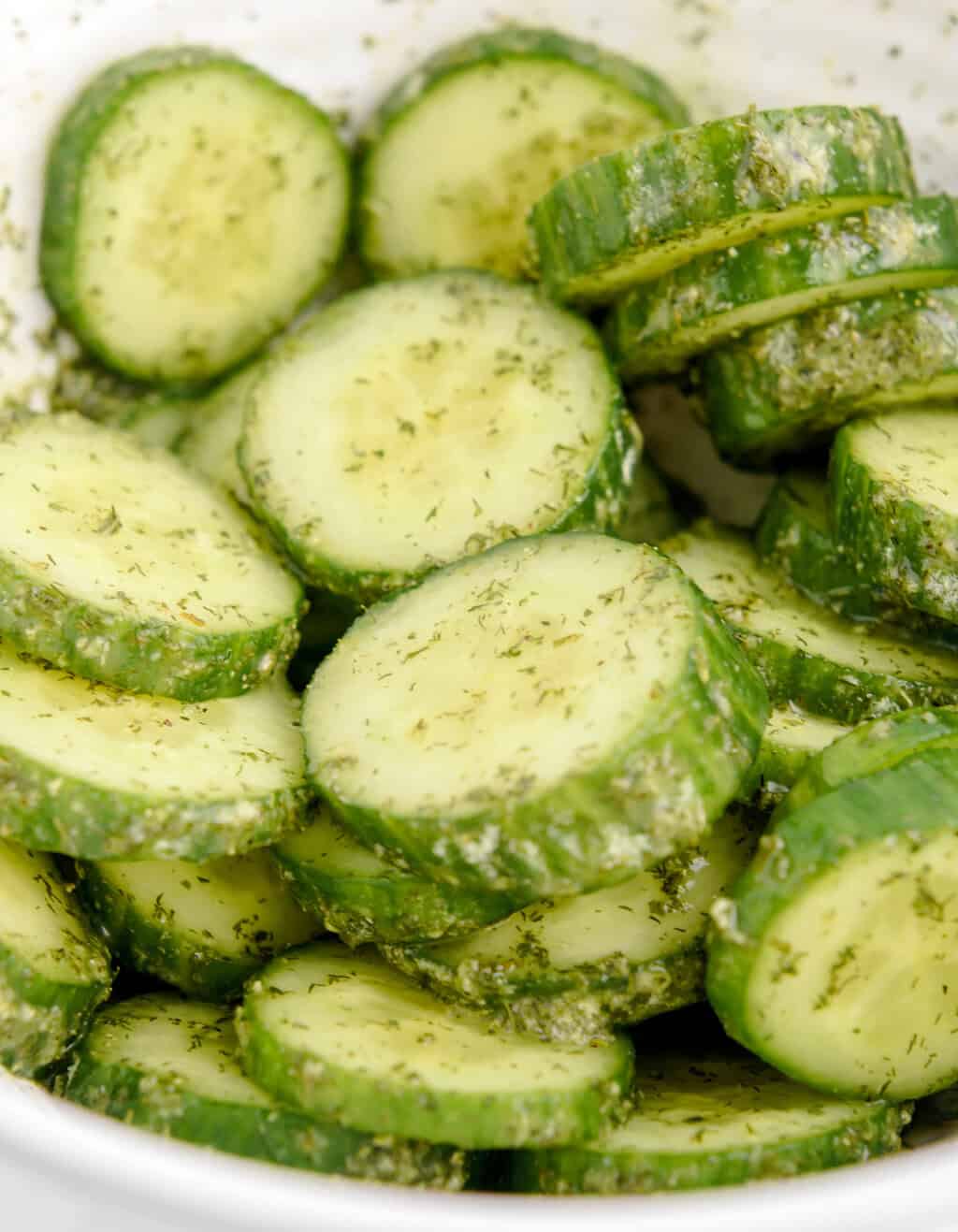 Ranch Cucumber Chips in White Bowl